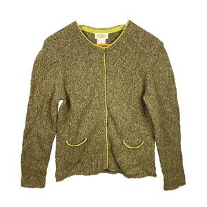 Vintage Talbots Petite Cardigan Sweater Size Large Wool Angora Green Pockets